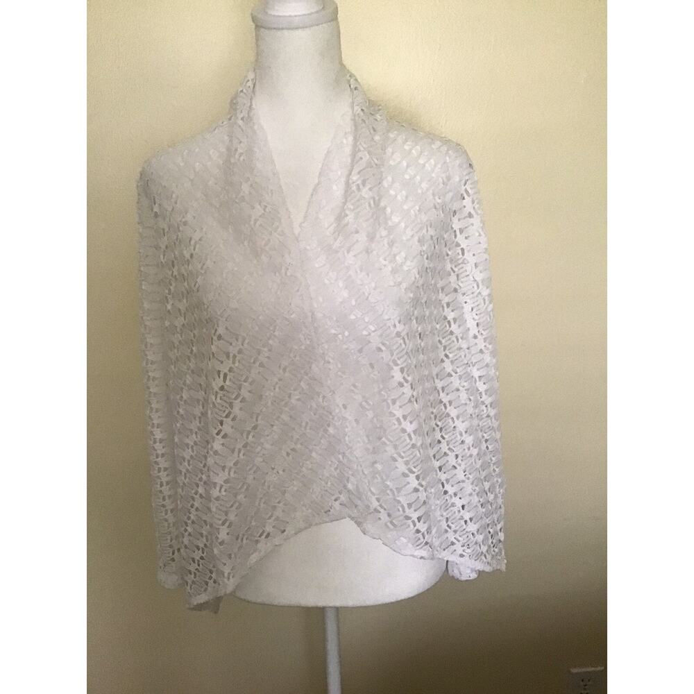 Women's White Cardigan Style Open Jacket Lacey White Covering by Hearts of Palm